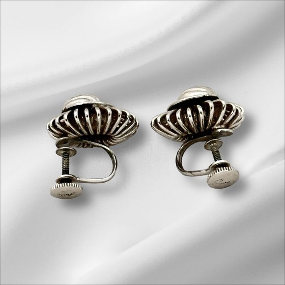 Vintage Coro Silver Tone Screwback Earrings - Picture 3 of 7
